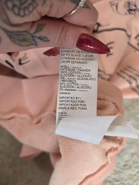 Puma Blush Pink All-Over Graffiti Print Pullover Hoodie Size L - Picture 7 of 12